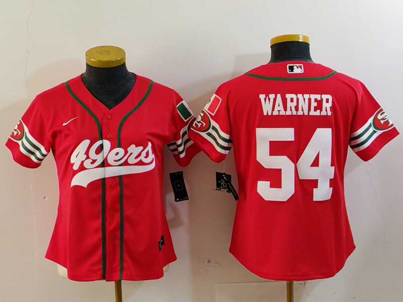 Women's San Francisco 49ers #54 Fred Warner Red Mexico Cool Base Stitched Baseball Jersey,We sell and wholesale Women's San Francisco 49ers #54 Fred Warner Red Mexico Cool Base Stitched Baseball Jersey on line form chian!